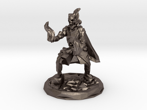 Skull Mage With Fire Hands Low Poly Version in Polished Bronzed-Silver Steel
