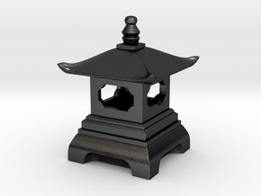 Japanese Pagoda Lantern Figure in Polished and Bronzed Black Steel