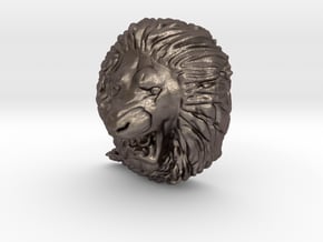 Angry Lion Pendant in Polished Bronzed-Silver Steel