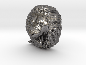 Angry Lion Pendant in Polished Nickel Steel