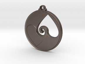 Heart Swirl Pendant in Polished Bronzed Silver Steel