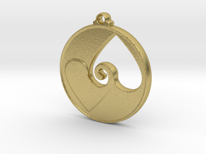 Heart Swirl Pendant in Natural Brass