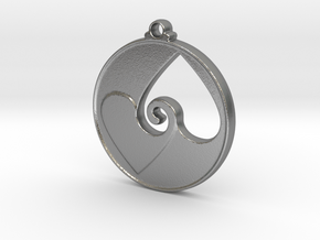 Heart Swirl Pendant in Natural Silver