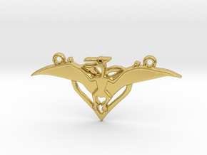 Pteradactyl pendant double hanger in Polished Brass