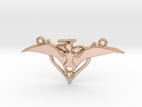 Pteradactyl pendant double hanger in 14k Rose Gold Plated Brass