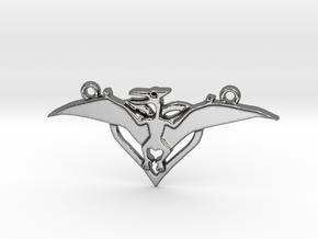 Pteradactyl pendant double hanger in Polished Silver
