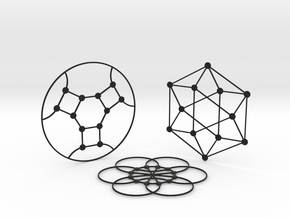 3 Math Graph Coasters in Black Natural Versatile Plastic
