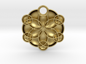 Geoflower Pendant in Natural Brass
