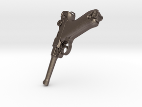 Mauser p08 Luger pistol in Polished Bronzed-Silver Steel