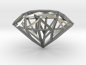 Geometric Diamond Pendant in Natural Silver