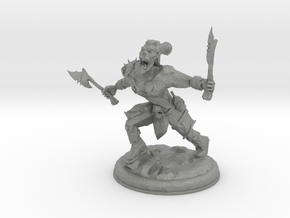 Orc with Axes on 28mm Base Low Poly version in Gray PA12