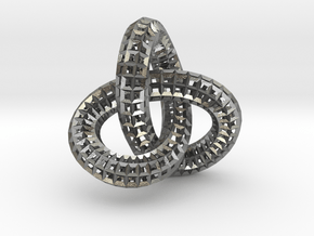 Torus Knot Wireframe  in Natural Silver