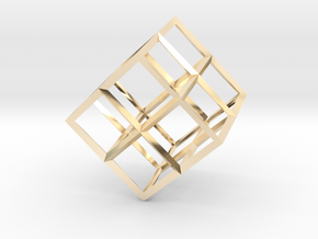Cube Wireframe in 14K Yellow Gold