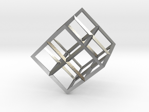 Cube Wireframe in Natural Silver