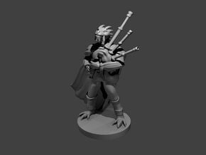 Dragonborn Male Bard with Bagpipes in Smooth Fine Detail Plastic