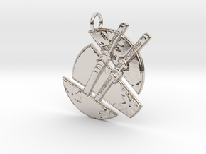 Split Moon Emblem in Rhodium Plated Brass