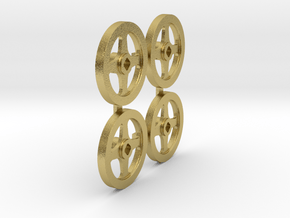 4 off Steam Valve Wheels 1.5 inch/Foot scale TGR M in Natural Brass