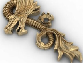 Dragon pendant in Polished Brass