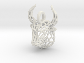 Bull Pendant in White Natural Versatile Plastic