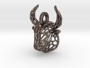 Bull Pendant in Polished Bronzed-Silver Steel