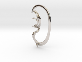 Pinna with Lower Support Hoop in Rhodium Plated Brass
