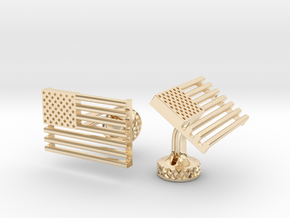 USA Flag Wedding Cufflinks. Old Glory Cufflinks in 14K Yellow Gold