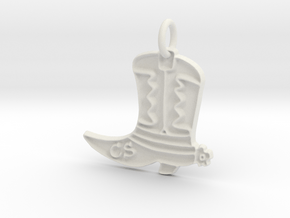 The Clyde Sparkle Western Boot Pendant in White Natural Versatile Plastic: Medium