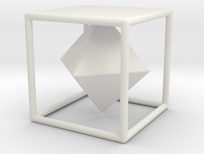 Dual Solids Cube-Octahedron (no hole) in White Natural Versatile Plastic