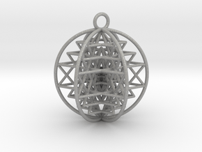 3D Sri Yantra 6 Sided Symmetrical Pendant 2"  in Aluminum