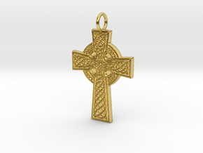 Celtic Cross Pendant (thick profile) in Polished Brass