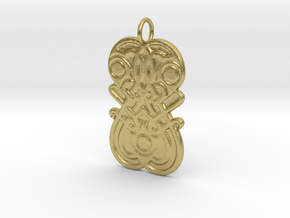 Germanic Style mirror motif pendant in Natural Brass