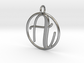 Cursive Initial A Pendant in Natural Silver