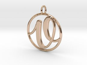 Cursive Initial V Pendant in 14k Rose Gold