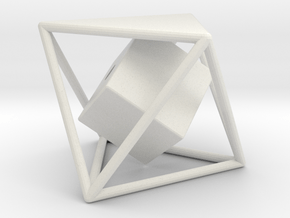 Dual Solids Octahedron-Cube in White Natural Versatile Plastic
