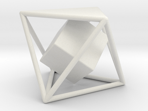 Dual Solids Octahedron-Cube (no hole) in White Natural Versatile Plastic