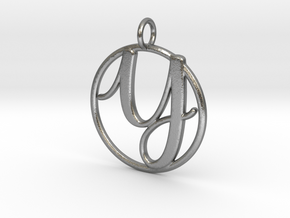 Cursive Initial Y Pendant in Natural Silver