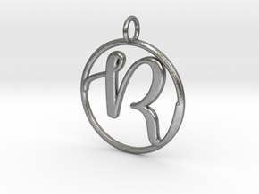 Cursive Initial R Pendant in Natural Silver