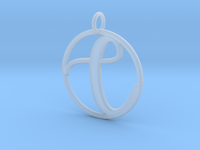 Cursive Initial C Pendant in Tan Fine Detail Plastic