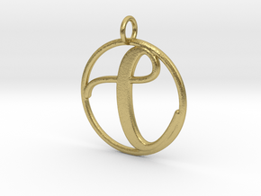 Cursive Initial C Pendant in Natural Brass