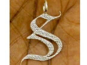 Calligraphy S in Natural Silver