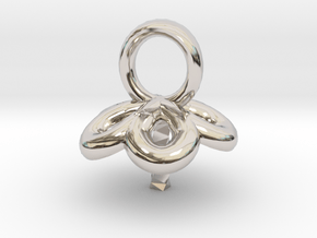 Single Pearl Flower Style Pendant in Platinum
