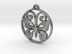 Monarch Butterfly Pendant in Natural Silver