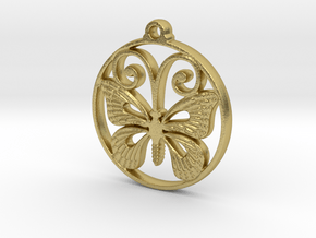 Monarch Butterfly Pendant in Natural Brass