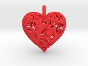 Filigree Heart Pendant in Red Processed Versatile Plastic