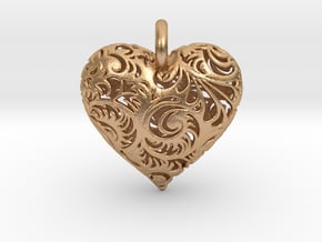 Filigree Heart Pendant in Natural Bronze