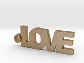 Love Keychain in Polished Gold Steel