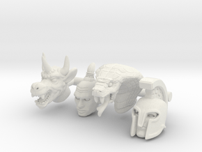 Galaxy Warrior Heads 4-Pack #1 - Multisize in White Natural Versatile Plastic: Extra Small