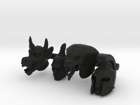 Galaxy Warrior Heads 4-Pack #1 - Multisize in Black Premium Versatile Plastic: Extra Small