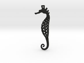 Seahorse Pendant in Black Natural Versatile Plastic: Medium