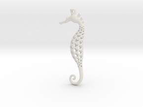 Seahorse Pendant in White Natural Versatile Plastic: Large